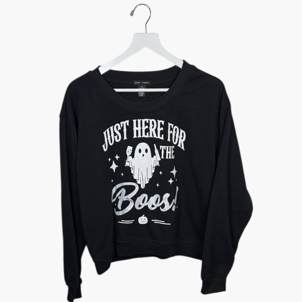 Better Together Black Halloween Boos Booze Sweatshirt W2109 Sz XL